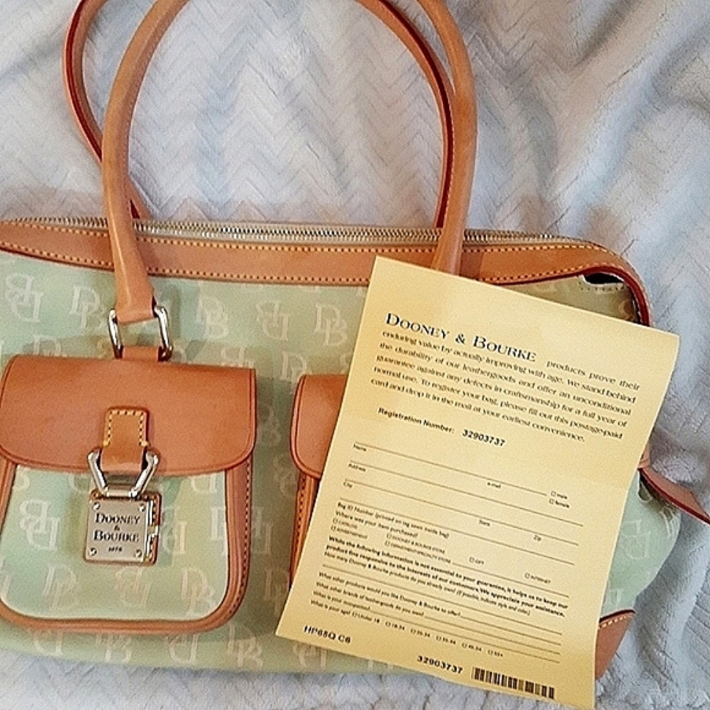 Vintage Dooney & Bourke Double Pocket Tote Bag Satchel Purse - Picture 16 of 16